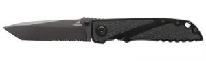 Icon Tactical Folding Knife 4.25 Inch Tanto Serrated Blade Black Clampacked