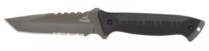 Warrant 4.5 Inch Tanto Serrated Fixed Blade Knife All Black Clampacked - 31-000560
