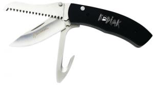 Kodiak F.D.T. Folding Knife 3.5 Inch Drop Point Main Blade Black Handle Clamshell Packaging