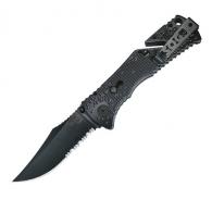 SOG TRIDENT PARTIALLY SERRATED BLACK TiNi CLAM - TF1CP6112