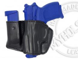 BLACK / LEFT Bersa Thunder Ultra Compact 45 Holster and Mag Pouch Combo - OWB Leather Belt Holster