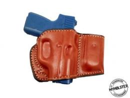 Brown / Right For Glock 43 Holster and Mag Pouch Combo - OWB Leather Belt Holster - 30MYH107LP___Ri_Br