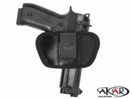 Black IWB/OWB Leather Belt Holster | Ambidextrous with Clip & Belt Slots Compatible w/ Colt Python - IC5146_LG_BL Black IWB/OWB Leather Belt Holster | Ambidextrous with Clip & Belt Slots Compatible w/ Colt Python - IC5146_LG_BL