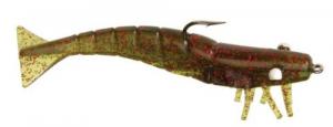 DOA Shrimp Lure, 3" Avocado/Red Glitter - FSH3-3P/371