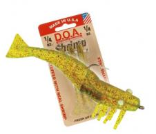 DOA Shrimp 3.5" 1/4 oz. Chartreuse/Red Glitter Soft Bait - FSH33P/332