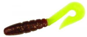 DOA C.A.L. Curl Tail Grub, 3" Rootbeer/Chartreuse