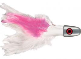 No Alibi Trolling Feather Lure, Pink/White Skirt, 1/4 oz (7.08 g) Head, 25 pc - NA-F12-1/4-25