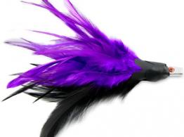 No Alibi Trolling Feather Lure Black/Purple Skirt, 1/4 oz (7.08 g) Head, 25 pc - NA-F18-1/4-25