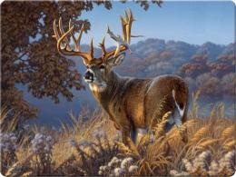 River's Edge Tempered Glass Cutting Board, 12"x16" Inches, Deer - 742B