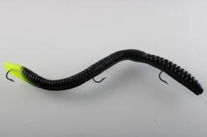 Ike-Con Regular Pre-Rigged Worm 6 1/4" Black/Chart Tail - 22030