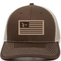 Outdoor Cap Style Leather Patch Duck Flag Logo, Brown, Khaki - BRCDUCK20