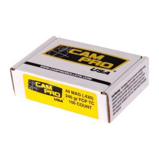CamPro 44 Cal 240gr Plated Flat Point Bullets 100/Box - BLTCP-44-240-FCPTC.100