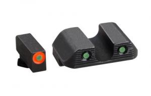 AmeriGlo Agent 3-Dot Tritium Night Sight Set, Green Tritium, Orange Outline Front, For Glock G42/G43, Black - GL-851