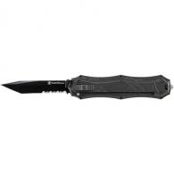 OTF Assist, Finger Actuator, Black 40% Serrated Tanto Blade AUS-8 Steel. No - SWOTF9TBS