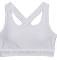 UA Women's Armour Mid Crossback Sports Bra White/Halo Gray Small - 1361034100SM