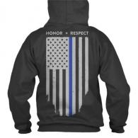 Thin Blue Line Flag Honor/Respect Hoodie Small - TBL-H-BLACK-S