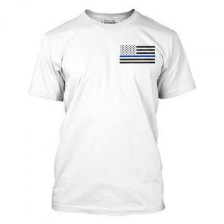 Thin Blue Line Men's Flag Shirt Large - MEN-TBL-SMALL-LOGO-WHITE-LARGE