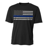 Thin Blue Line Performance Polyester Men's T-Shirt Large - POLY-CLASSIC-BLACK-LARGE