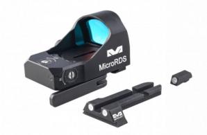 Meprolight MicroRDS Red Dot Micro Sight With S&W M&P Optic Ready Pistol Quick Detach Adapter and Backup Sights, Black - 88070521