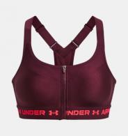 UA Women's Armour High Crossback Zip Sports Bra Dark Maroon/Beta Size 32D