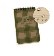 Polydura Top-Spiral Notebook (3'' x 5'') Tan/Green Plaid