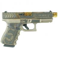 Glock G19 Gen3 9mm (AUSTRIA) 15rd 4.02" Custom "Revolution-Colonial Brown with Gold Barrel" - PI19502REVGB