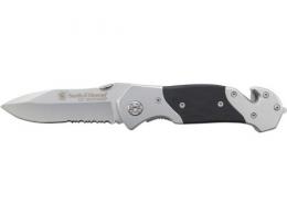 Smith & Wesson First Response Folding Knife 3.3" Partially Serrated Drop Point, Satin Blade, Steel Handle