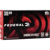 Federal American Eagle Rifle Ammo 308 Win. 150 gr. FMJ Boat-Tail 20 rd. - AE308D