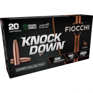 Main product image for Fiocchi Knock Down Rifle Ammo 308 Win. 150 gr. Copper Hollow Point 20 rd.