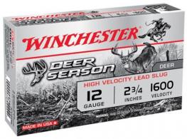 Winchester Ammo X12DS Deer Season High Velocity 12 Gauge 2.75" 1 1/8 oz 1600 fps Slug Shot 5 Bx/20 Cs - X12DS