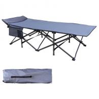 Osage River 440LBS Deluxe Cot w Built in Pillow Gray w Black Trim - ORDCGCBBT